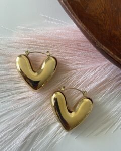 Bold Heart Gold Hoops